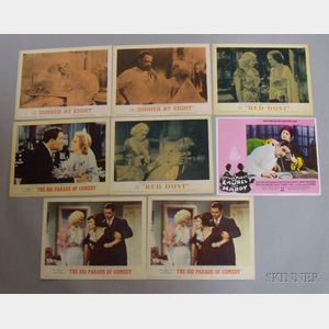 Eight Assorted Jean Harlow and Related Re-release Lobby Cards