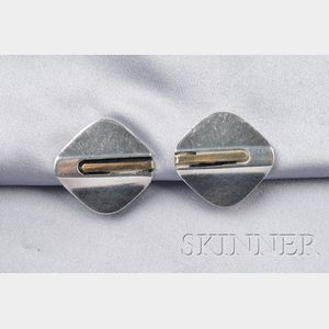 18kt Gold and Sterling Earclips, Cartier