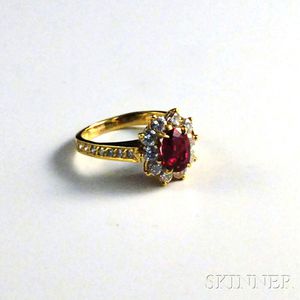 22kt Gold, Diamond, and Ruby Ring