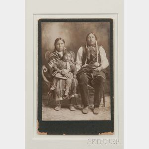 Framed Photograph of "Kiowa Bill and Squaw Amegeta with papoose Kicking Eagle,"