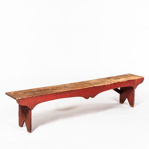 Red-painted Pine Bench