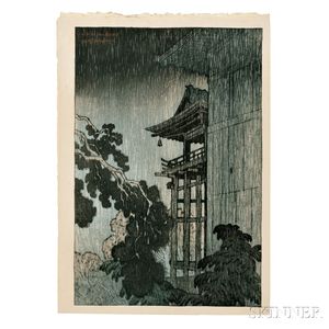 Ito Shinsui (1896-1972),Night Rain at Mii Temple