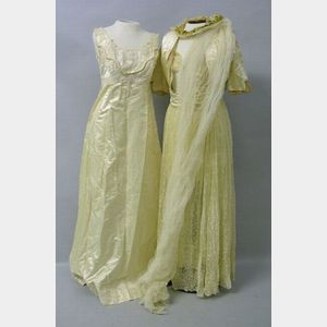 Three Mid-20th Century Wedding Dresses and a Veil