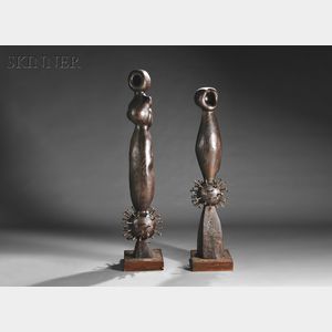 Armando Ortega Orozco (Mexican, b. 1940) Two Figural Totems