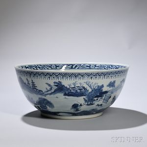 Blue and White Export Punch Bowl