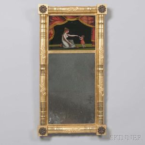 Split Baluster Mirror with Tablet Depicting a Seated Woman
