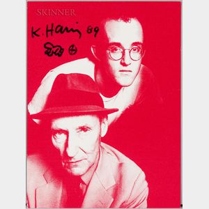 After Tseng Kwong Chi (American, 1950-1990) Keith Haring and William S. Burroughs/A Signed Announcement for the Publication of the Suit