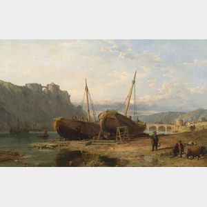 George Clarkson Stanfield (British, 1828-1878) Boat Builders