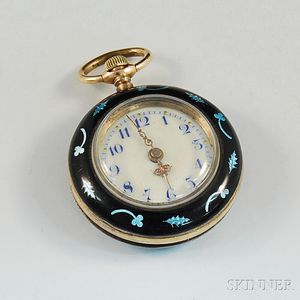 Small Enameled Open-face Pocket Watch