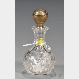 American 14kt Yellow Gold-mounted and Colorless Glass Perfume Bottle