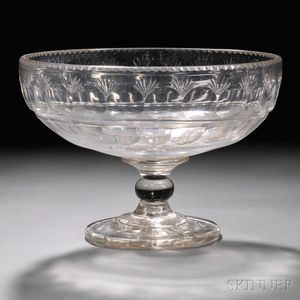 Colorless Cut-glass Compote