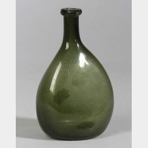 Olive Green Blown Glass Chestnut Bottle