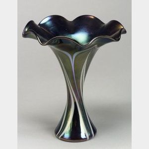 Abelman Iridescent Art Glass Vase.