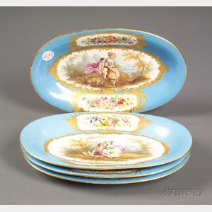 Four Sevres Porcelain Chop Plates
