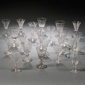 Twenty-one Pieces of Colorless Blown and Cut Glass Stemware