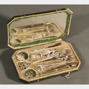 Cased Austro-Hungarian Silver Sewing/Lacemaking Set