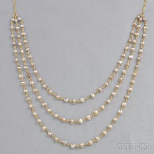 Antique 14kt Gold and Pearl Necklace