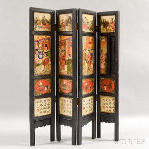 Four-panel Double-sided Floor Screen