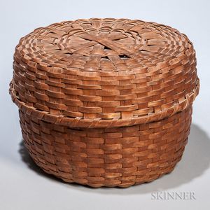 Round, Lidded, Woven Ash Splint Basket