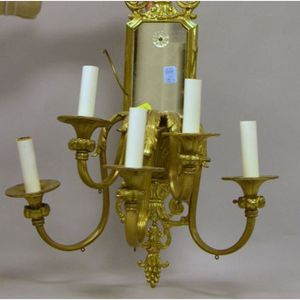 Cast Brass Five-Arm Mirrored Wall Sconce