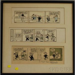 Reginald "Reg" Smythe (British, 1917-1998) Lot of Three Andy Capp Cartoon Strips, c. 1977.