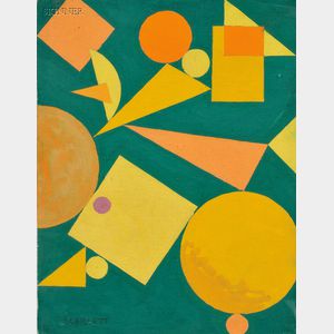 Rolph Scarlett (American, 1891-1984) Abstract in Yellow and Orange on Green