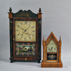 Atkins & Downs Transitional Mahogany Shelf Clock and Steeple Clock