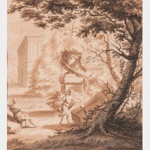 Abraham Rademaker (Dutch, 1675-1735) Figures in an Arcadian Landscape