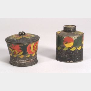 Two Pieces of Painted Tin