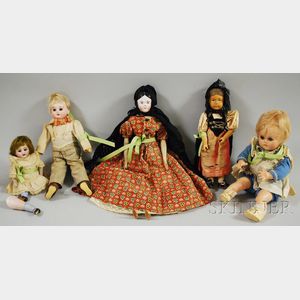 Group of Five Assorted Dolls