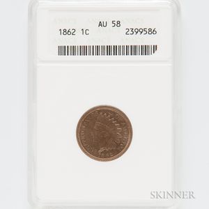 1862 Indian Head Cent, ANACS AU58. 