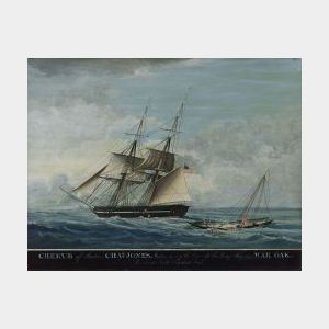 Attributed to Nicholas S. Cammiliere, (Maltese, active 1819-56) Portrait of the Ship Cherub of Boston.