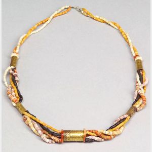 Pre-Columbian Shell and Repoussé Gold Necklace
