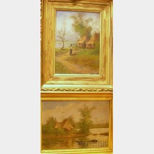 Lot of Two Framed Oil on Board Views of Africa