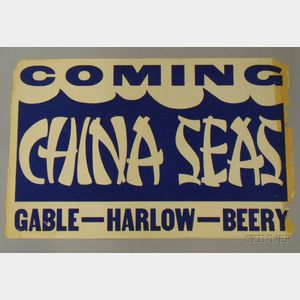 Jean Harlow/Coming, China Seas, Gable-Harlow-Beery Poster Overlay