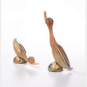 Pair of Archimede Seguso Murano Glass Ducks