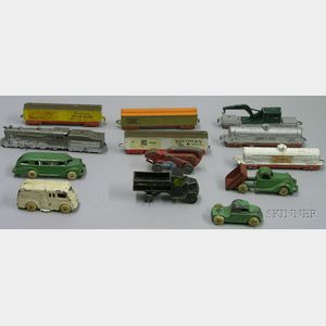 Thirteen Small Cast Metal Vehicles