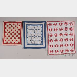 Three Red, White, and Blue Pieced Cotton Crib Quilts