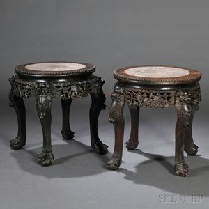 Pair of Export Marble-top Stands