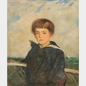 American School, 20th Century Portrait of a Boy on a Ferry Boat