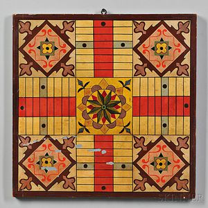 Paint-decorated and Gilt Parcheesi Game Board