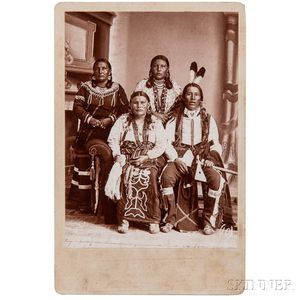 Framed Cabinet Card Photograph of a Prairie Indian Family by A.M. Hartung