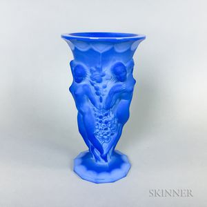 Blue Bacchantes Glass Vase
