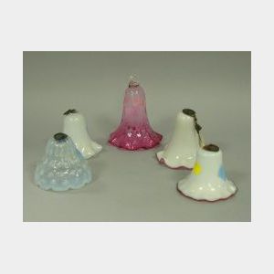 Five Victorian Art Glass Smoke Bells.