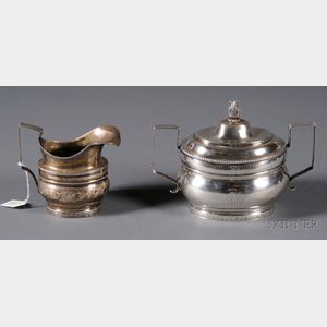 Federal Coin Silver Covered Sugar and Creamer