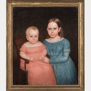 Deacon Robert Peckham (Massachusetts, 1785-1877) Portrait of Two Children.