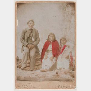 Framed Oversized Cabinet Card of an Ute Family by Charles Nast