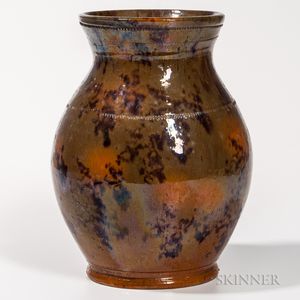 Mottled Glaze Redware Jar