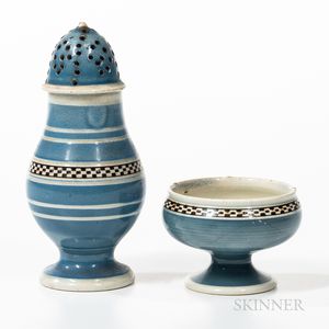 Checkered and Slip-decorated Pearlware Salt and Pepper Pot