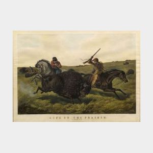 Currier & Ives, publishers (American, 1857-1907) LIFE ON THE PRAIRIE. The Buffalo Hunt.
